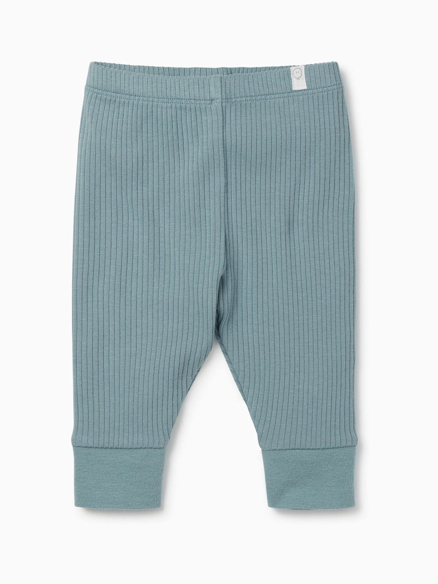 MORI Light Blue Ribbed Stretch Comfy Baby Leggings image 2