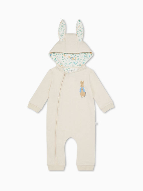 MORI Cream Peter Rabbit Supersoft Hooded Zip-Up Pramsuit image 1