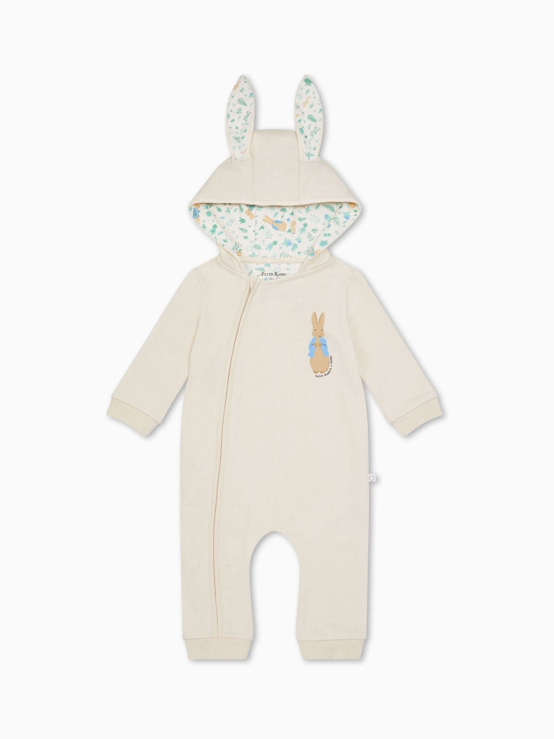 MORI Cream Peter Rabbit Supersoft Hooded Zip-Up Pramsuit image 1