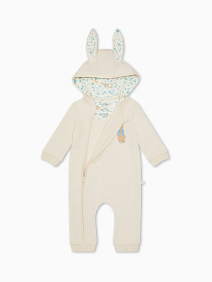 MORI Cream Peter Rabbit Supersoft Hooded Zip-Up Pramsuit image 2
