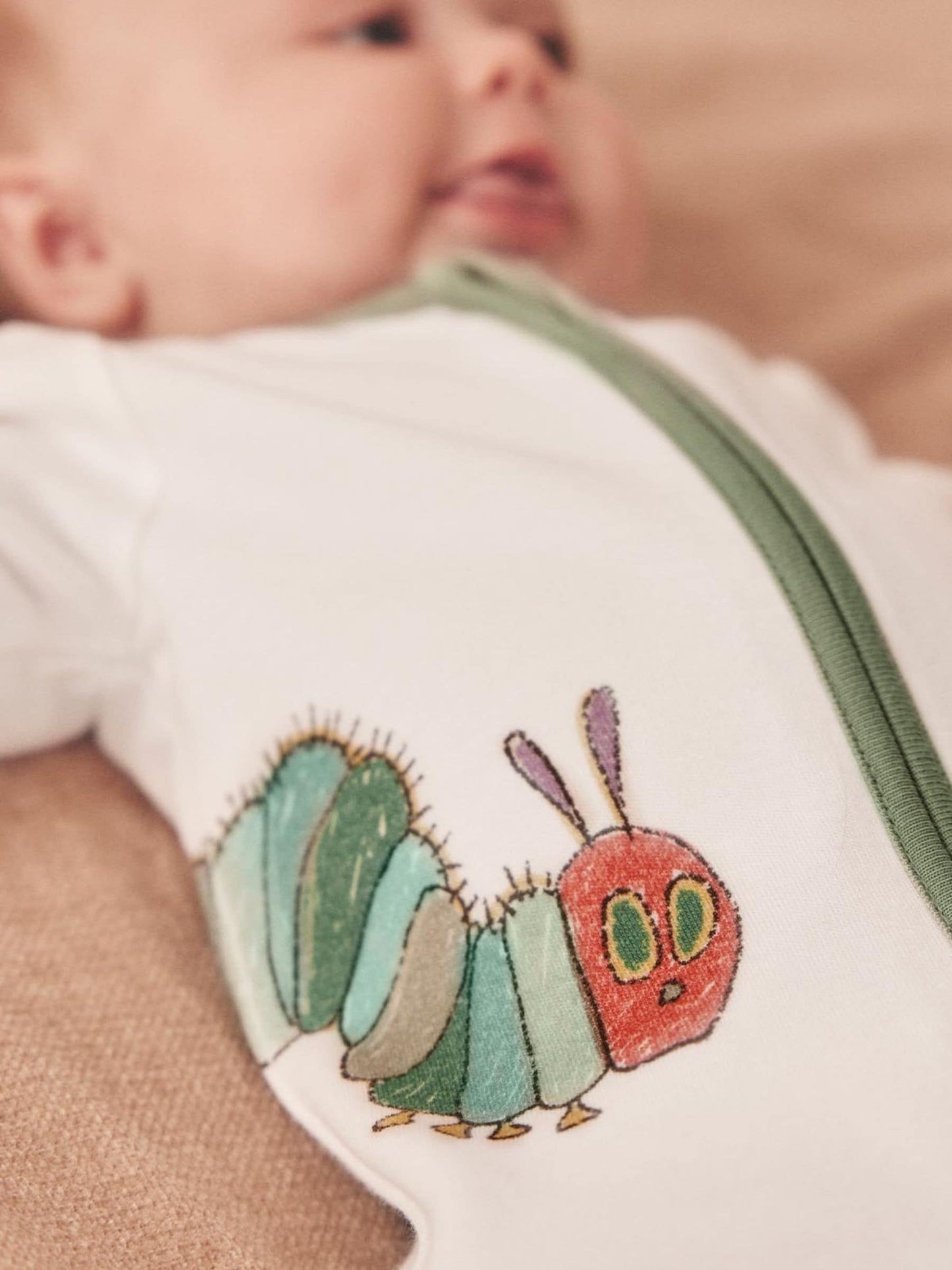Mori Cream Supersoft Very Hungry Caterpillar Placement Print Two Way Zip Sleepsuit image 2
