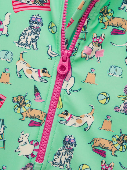 Joules Girls' Green Dogs Long Sleeve Sunsafe Swimsuit image 6