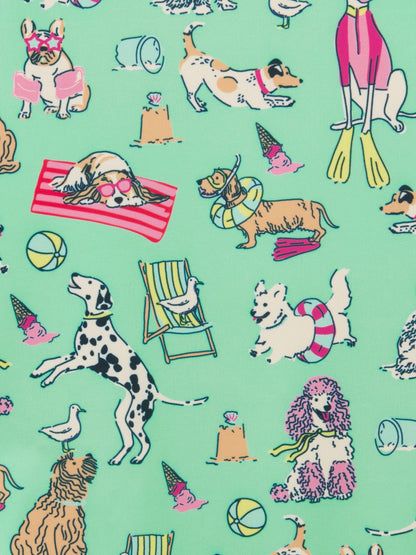 Joules Girls' Green Dogs Long Sleeve Sunsafe Swimsuit image 7