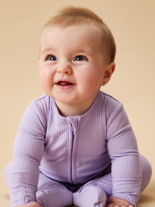 MORI Lilac Stretch Supersoft 2 Way Zip Sleepsuit image 1