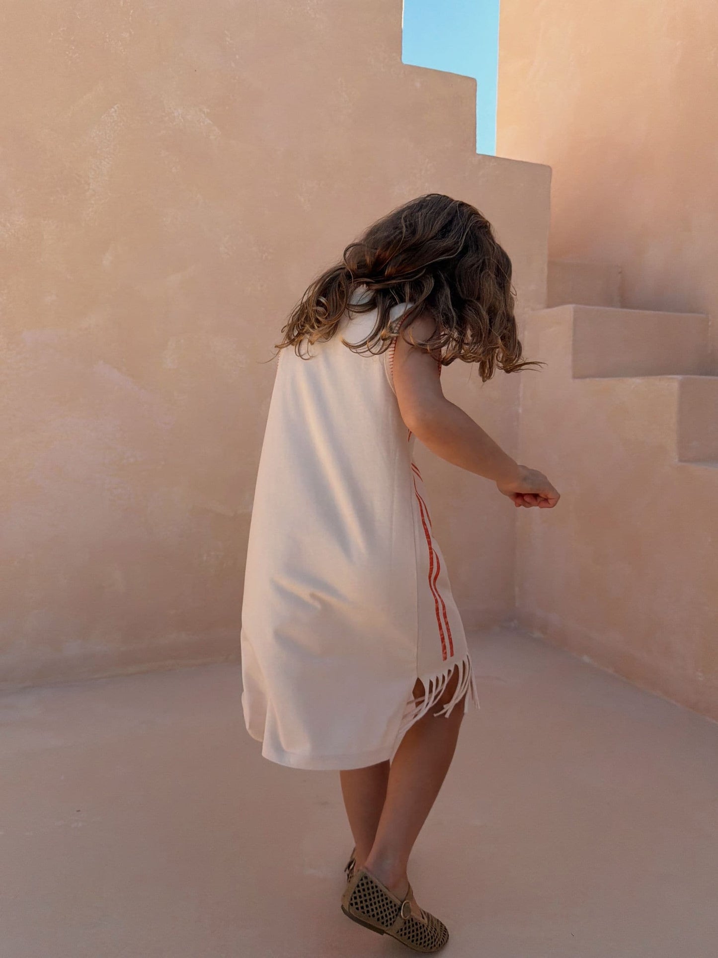 Never Fully Dressed Cream Banana Stripe Fringe Dress image 4