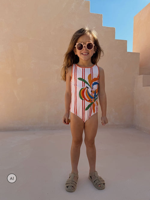 Dsiney Kidz - Never Fully Dressed Cream Banana Stripe Swimsuit image 1