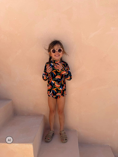 Dsiney Kidz - Never Fully Dressed Black Banana Print Sunsafe Long Sleeve Rash Vest and Swim Set image 1