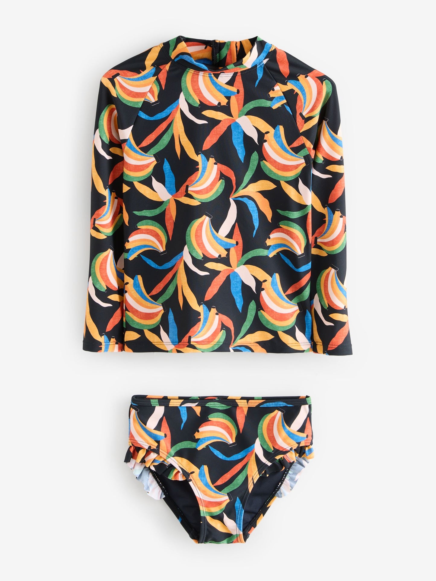 Never Fully Dressed Black Banana Print Sunsafe Long Sleeve Rash Vest and Swim Set image 6