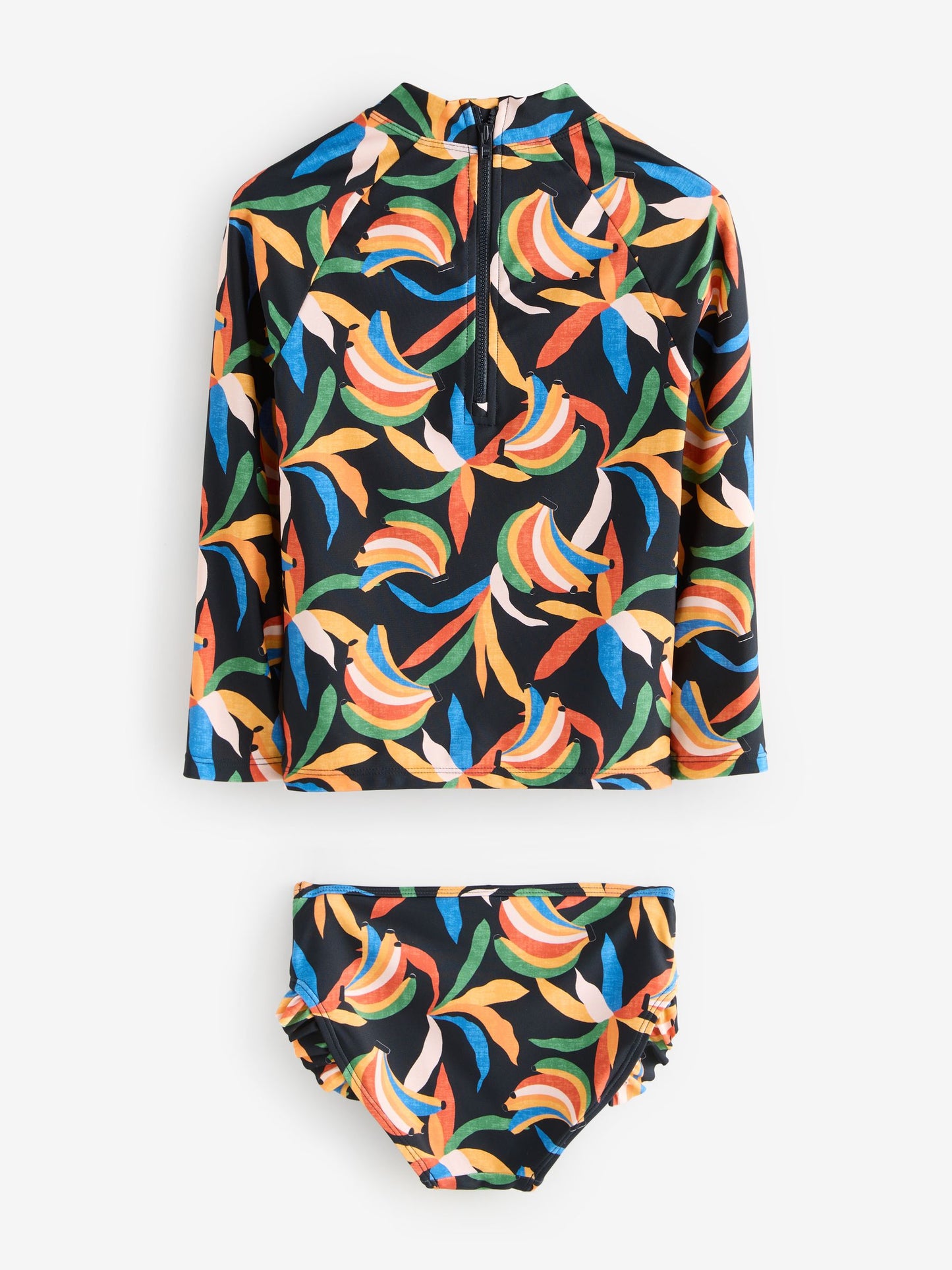 Never Fully Dressed Black Banana Print Sunsafe Long Sleeve Rash Vest and Swim Set image 7