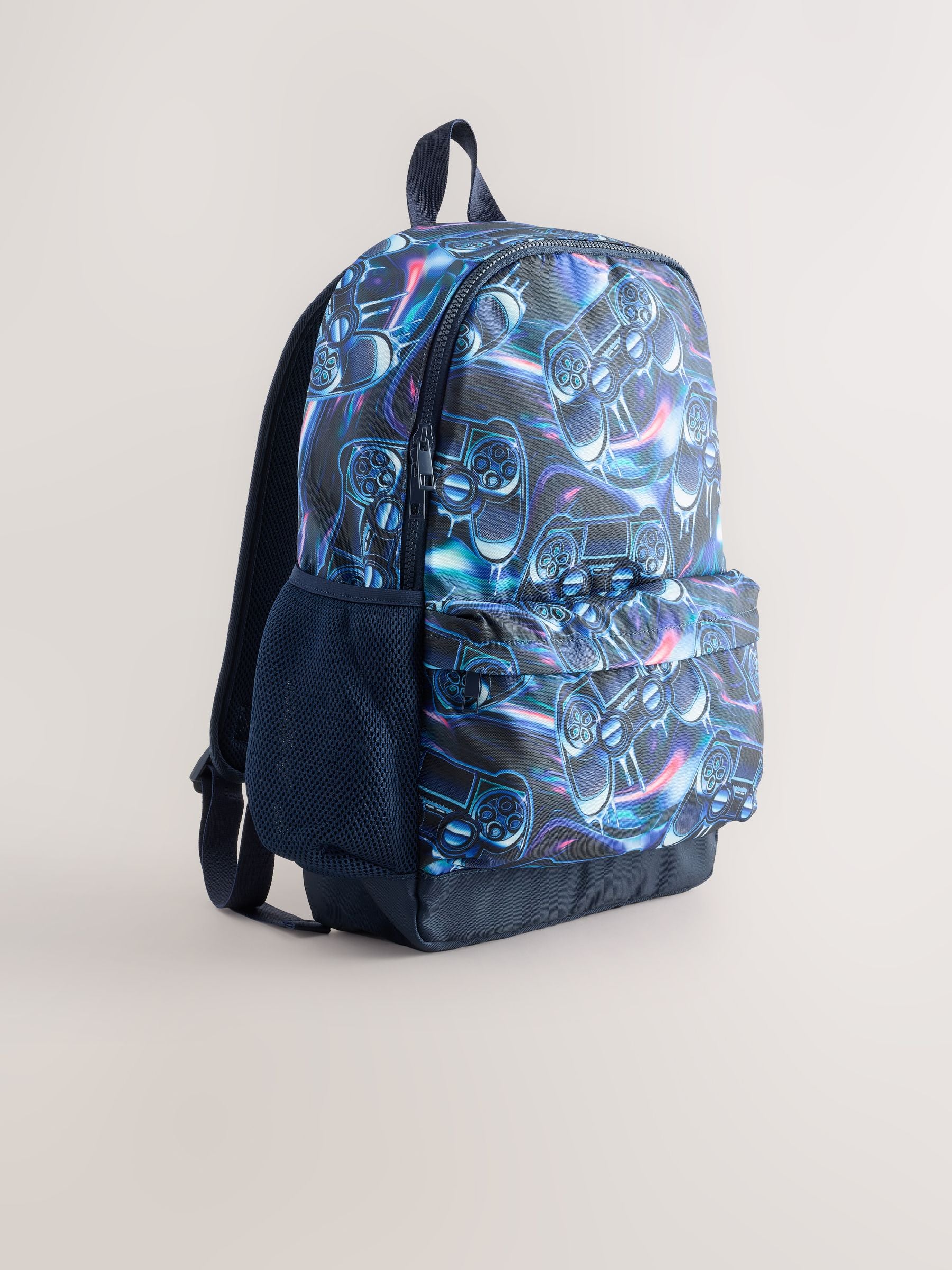 Black/ Blue Game Controller Printed Backpack image 1