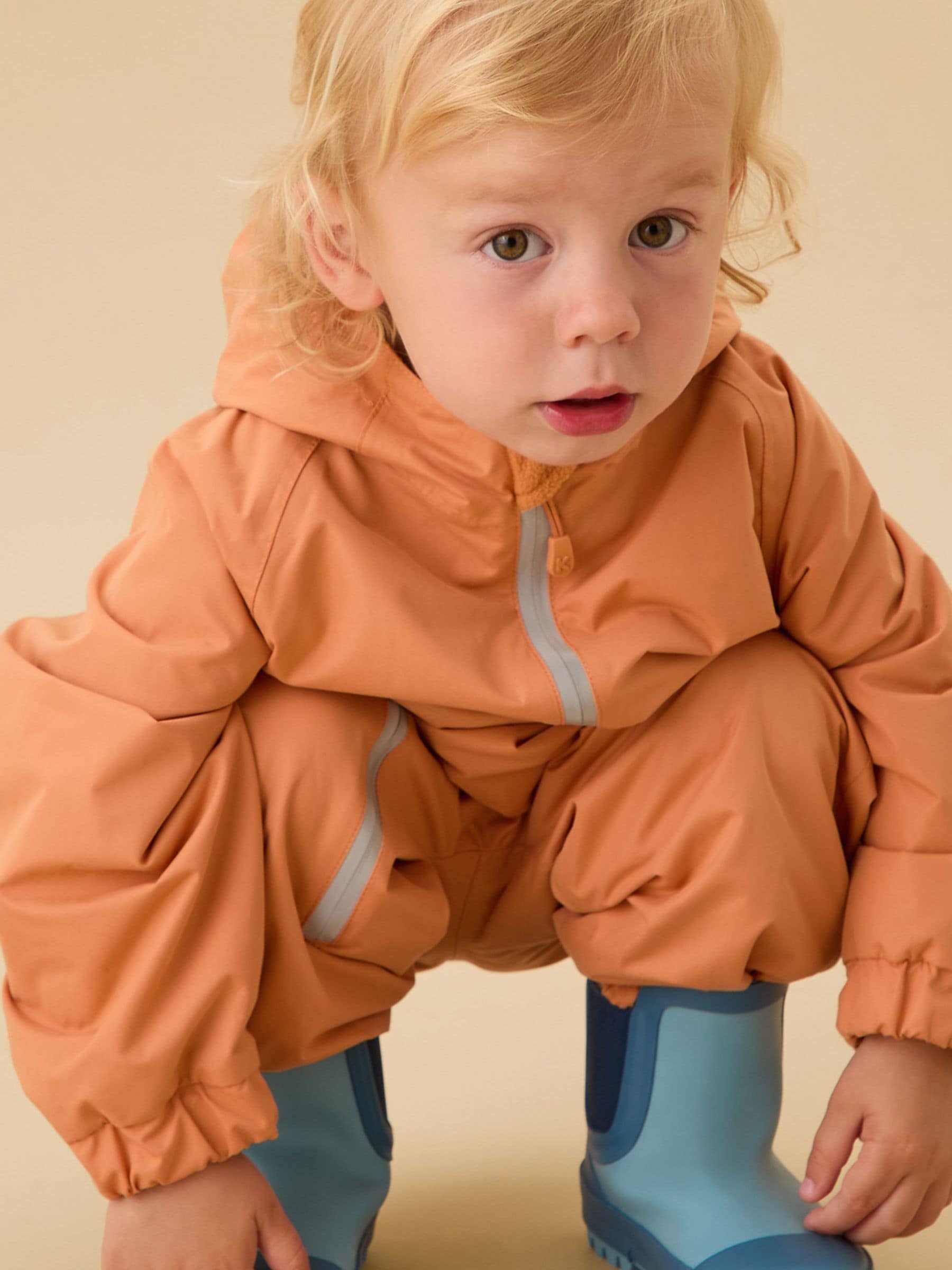 Dsiney Kidz - KIDLY by MORI Orange Fleece Lined Puddlesuit image 1