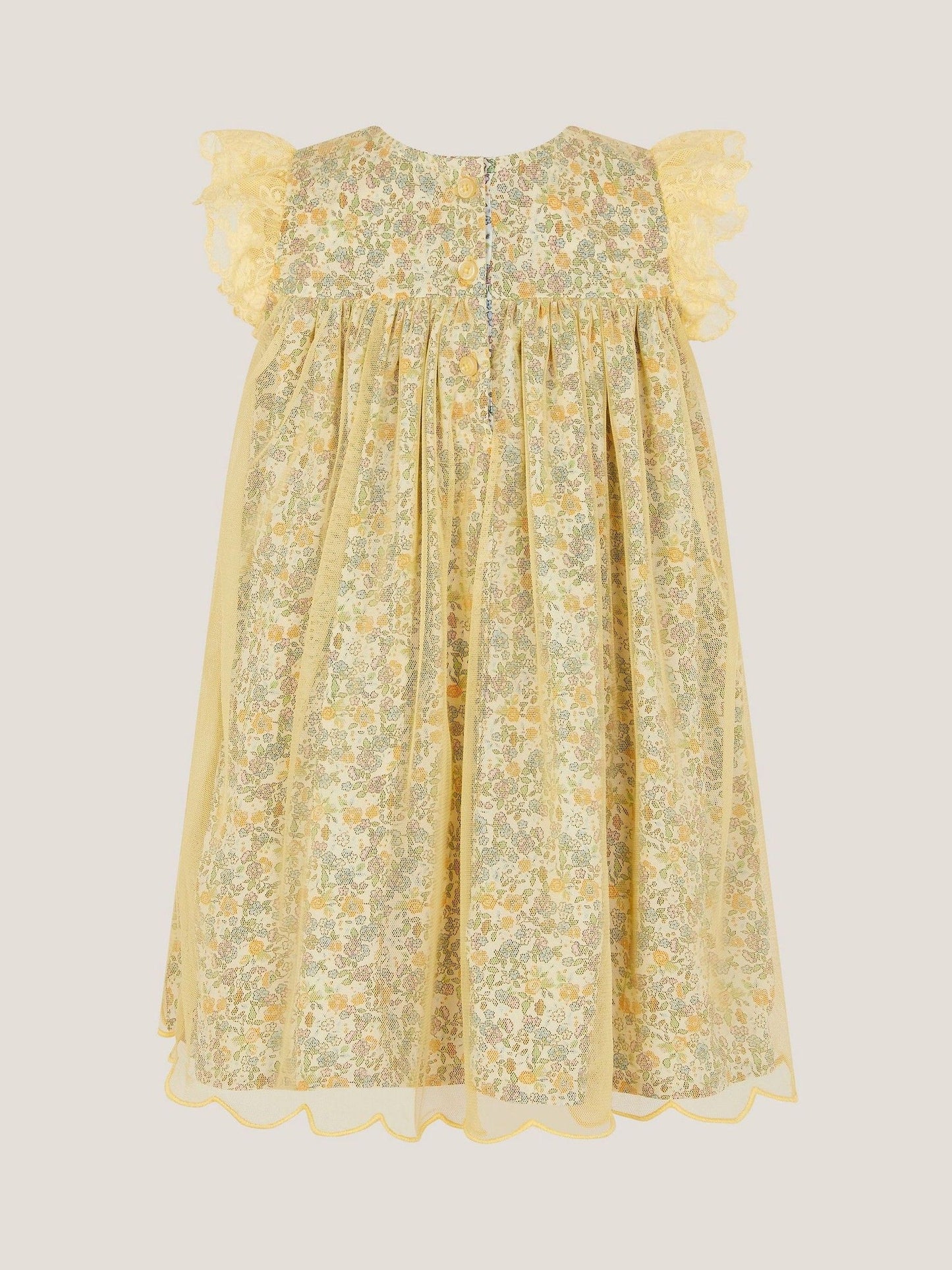 Monsoon Yellow Baby Darcie Ditsy Floral Mesh Dress image 2