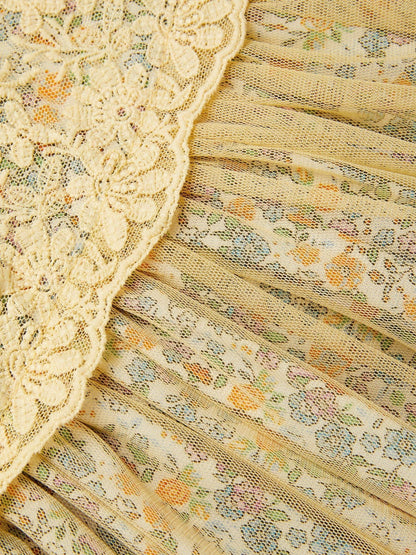 Monsoon Yellow Baby Darcie Ditsy Floral Mesh Dress image 3