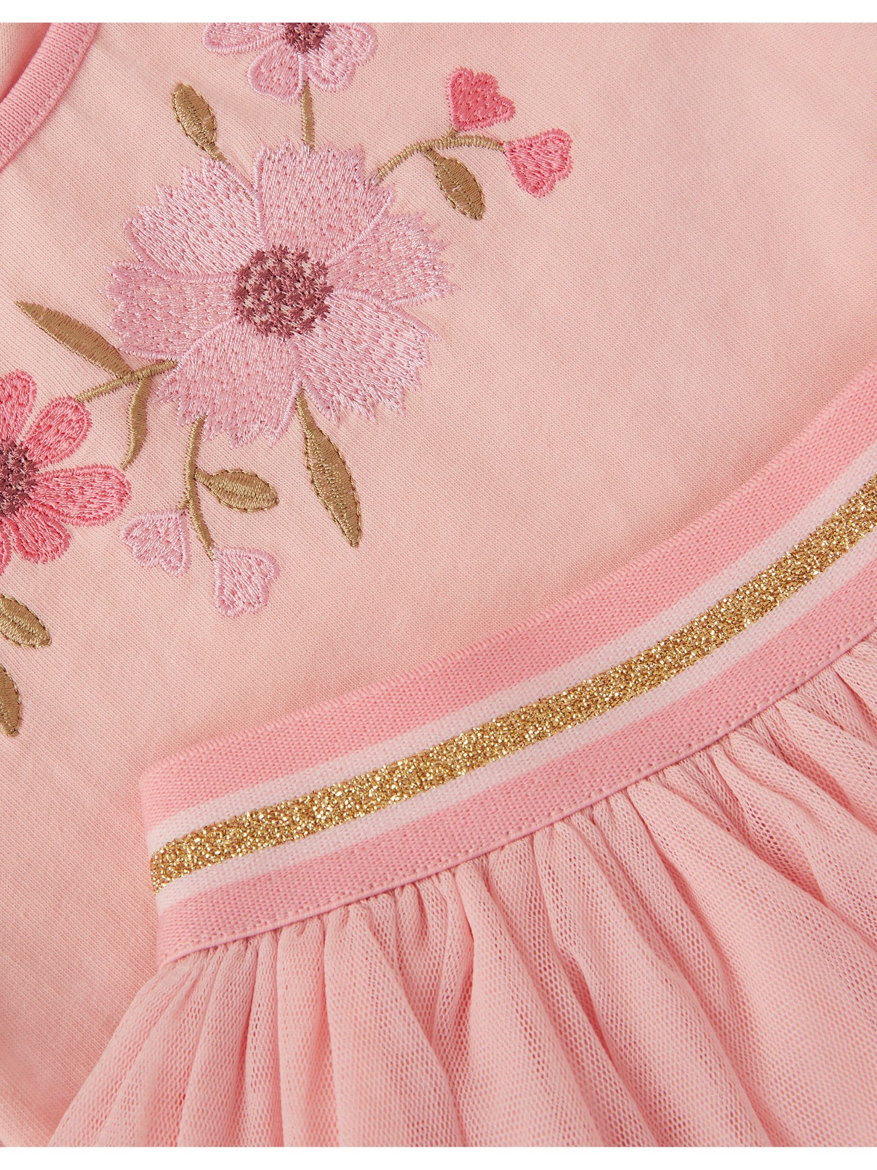 Monsoon Pink Floral Embroidered Top & Skirt Set image 4