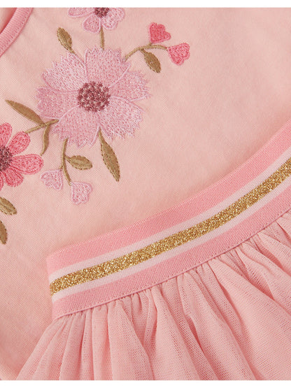 Monsoon Pink Floral Embroidered Top & Skirt Set image 4