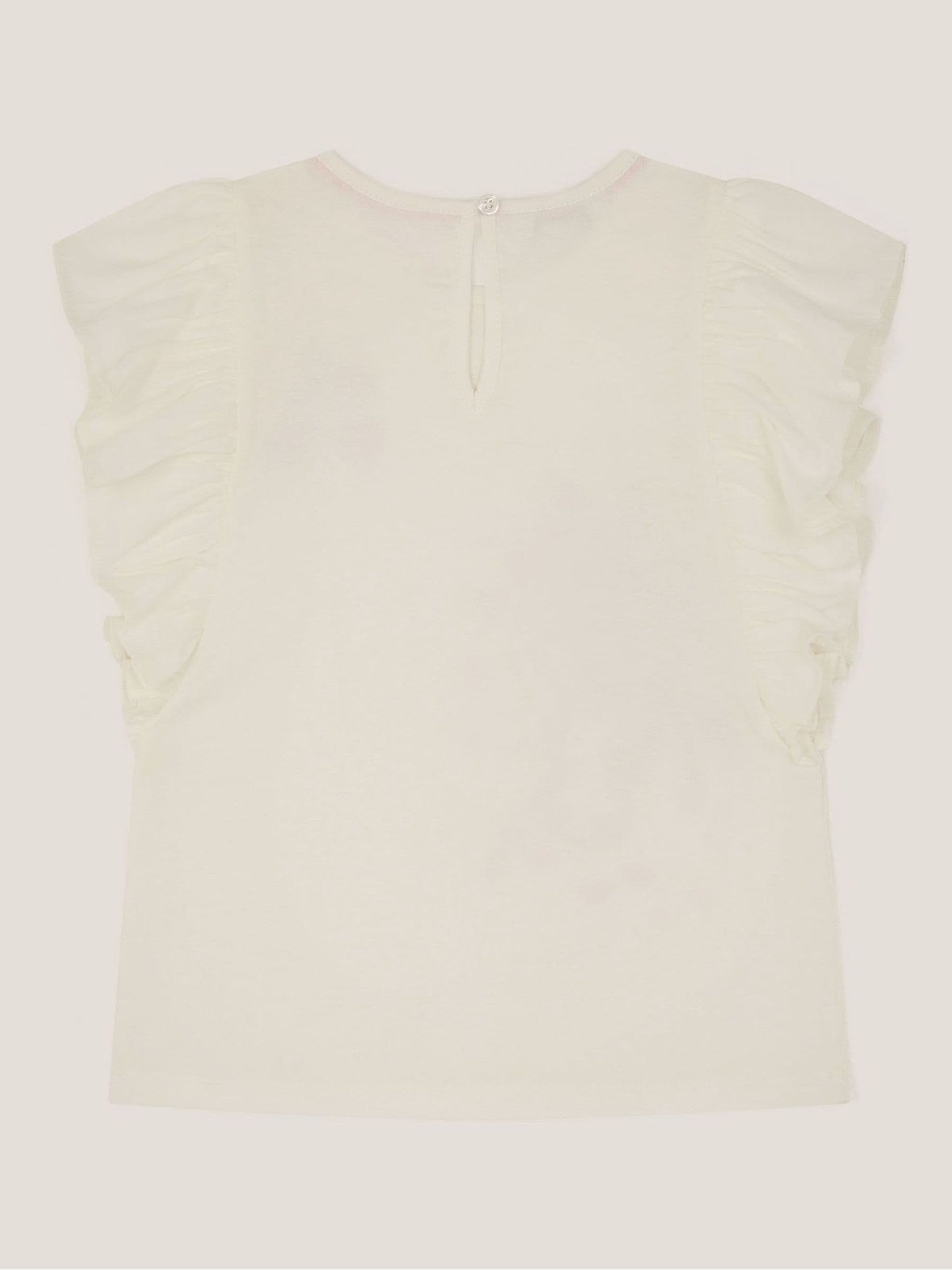 Monsoon Cream Embroidered Unicorn Ruffle T-Shirt image 3