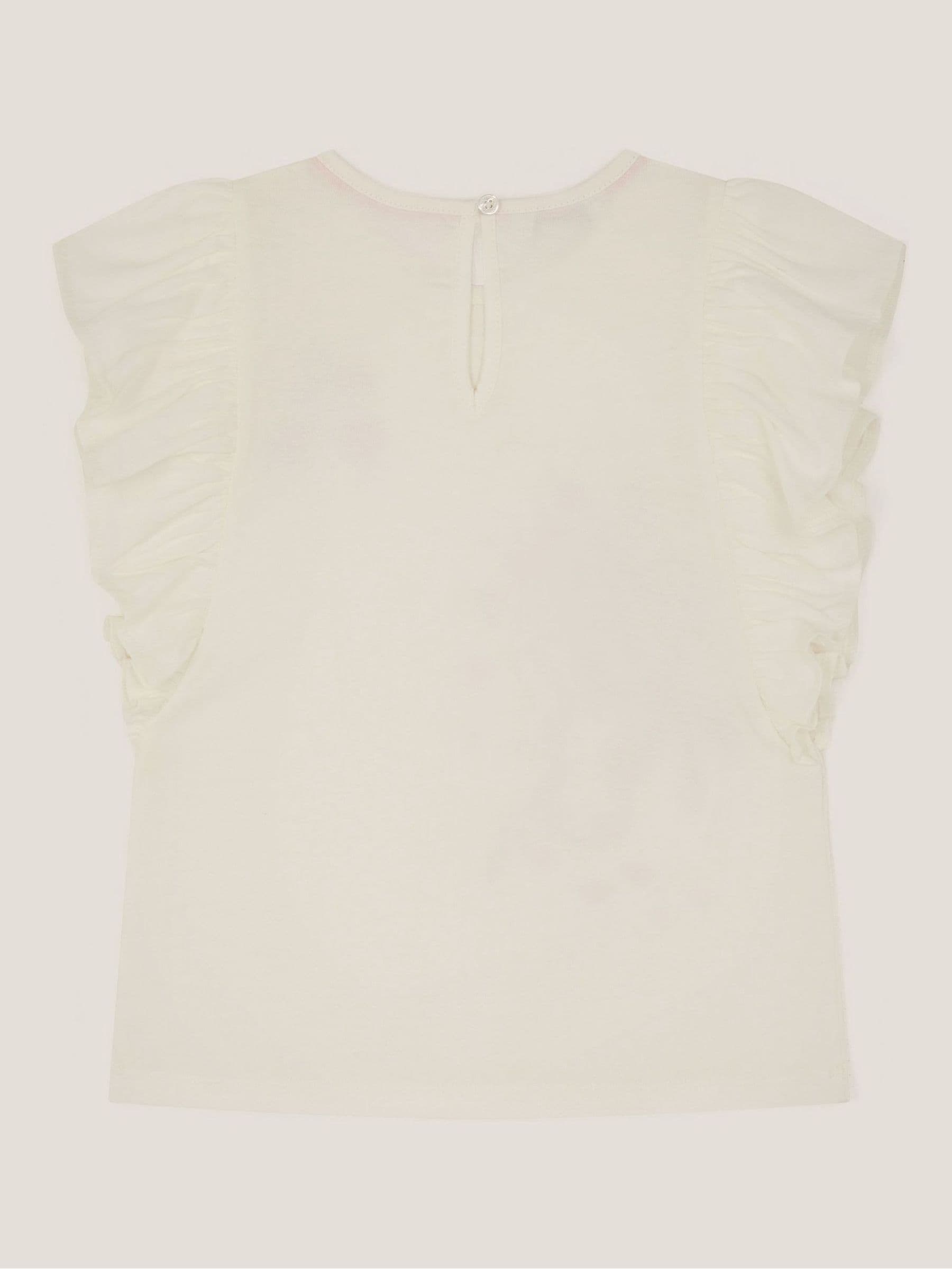 Monsoon Cream Embroidered Unicorn Ruffle T-Shirt image 3