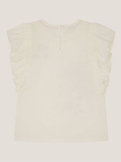 Monsoon Cream Embroidered Unicorn Ruffle T-Shirt image 3
