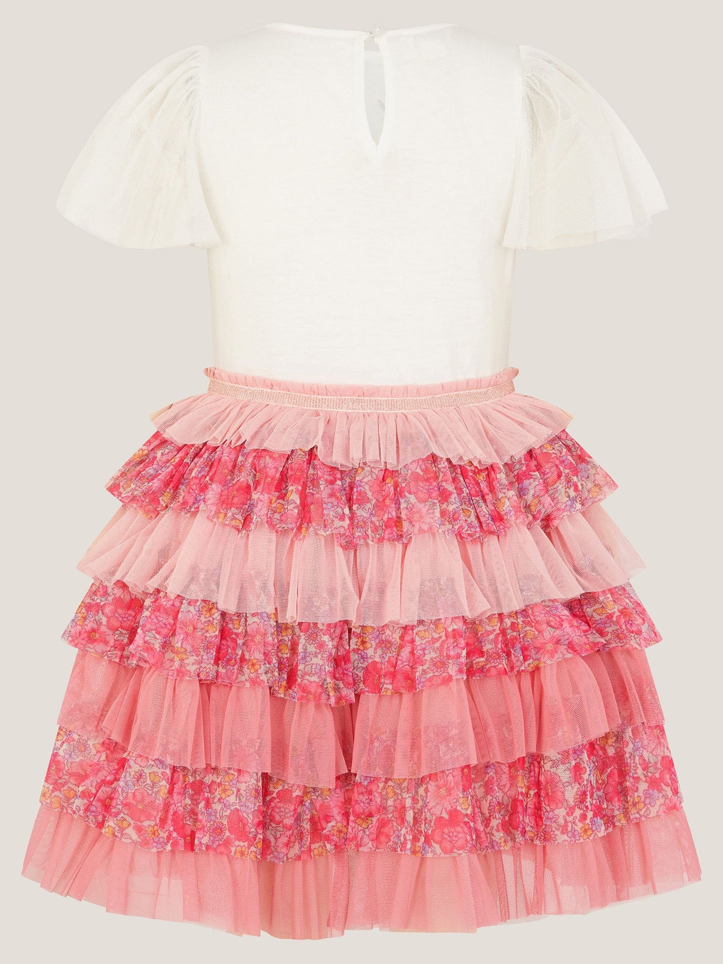 Monsoon Pink Sequin Unicorn Ruffle Tiered Dress image 3