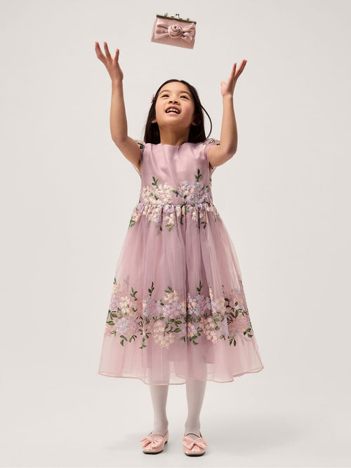 Dsiney Kidz - Monsoon Pink Floral Embroidered Organza Party Dress image 1