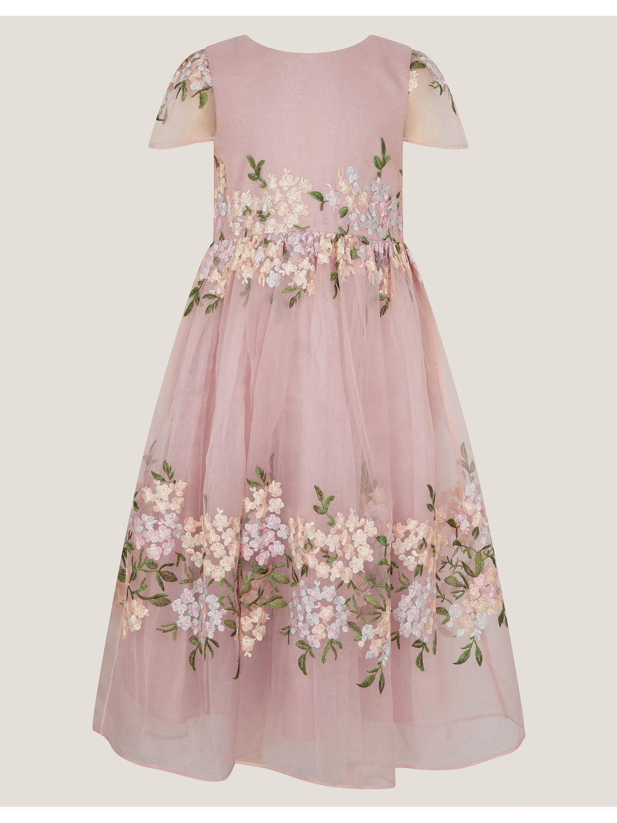 Dsiney Kidz - Monsoon Pink Floral Embroidered Organza Party Dress image 3