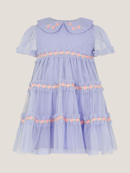 Monsoon Blue Baby Floral Embroidered Tulle Dress image 1