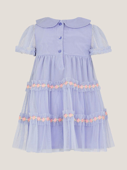 Monsoon Blue Baby Floral Embroidered Tulle Dress image 2