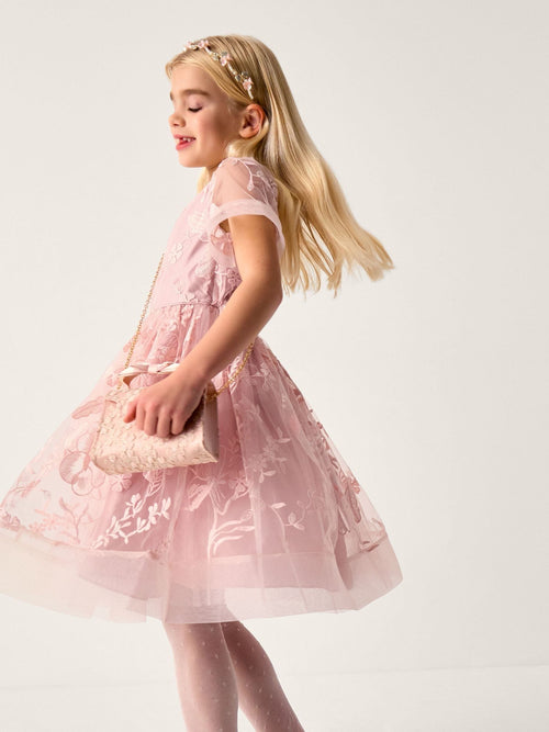 Monsoon Pink Montecarlo Floral Embroidered Party Dress image 1