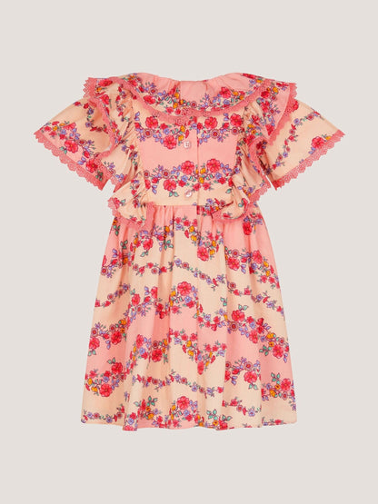 Monsoon Pink Baby Floral Lace Trim Frill Dress image 2