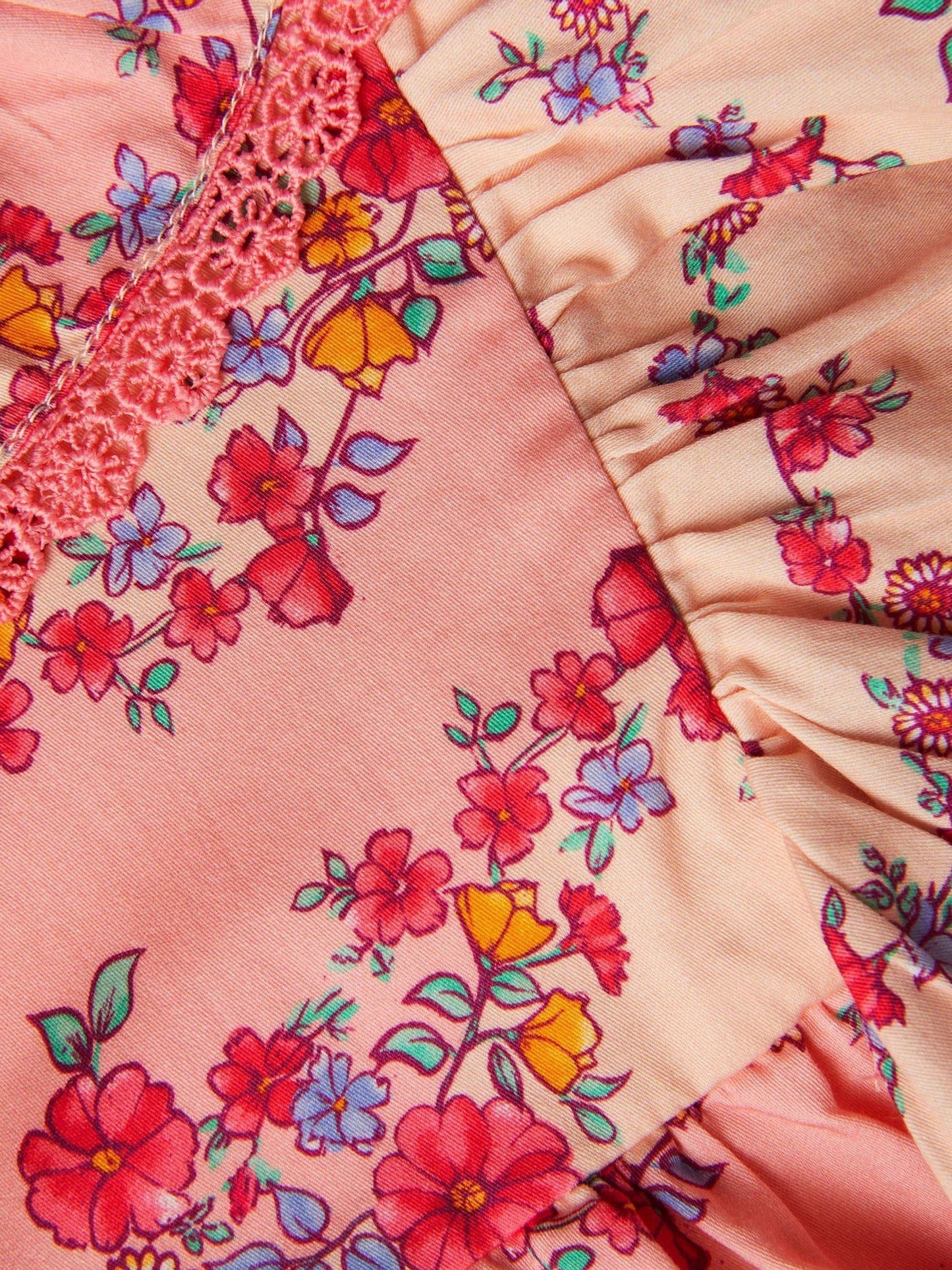 Monsoon Pink Baby Floral Lace Trim Frill Dress image 3