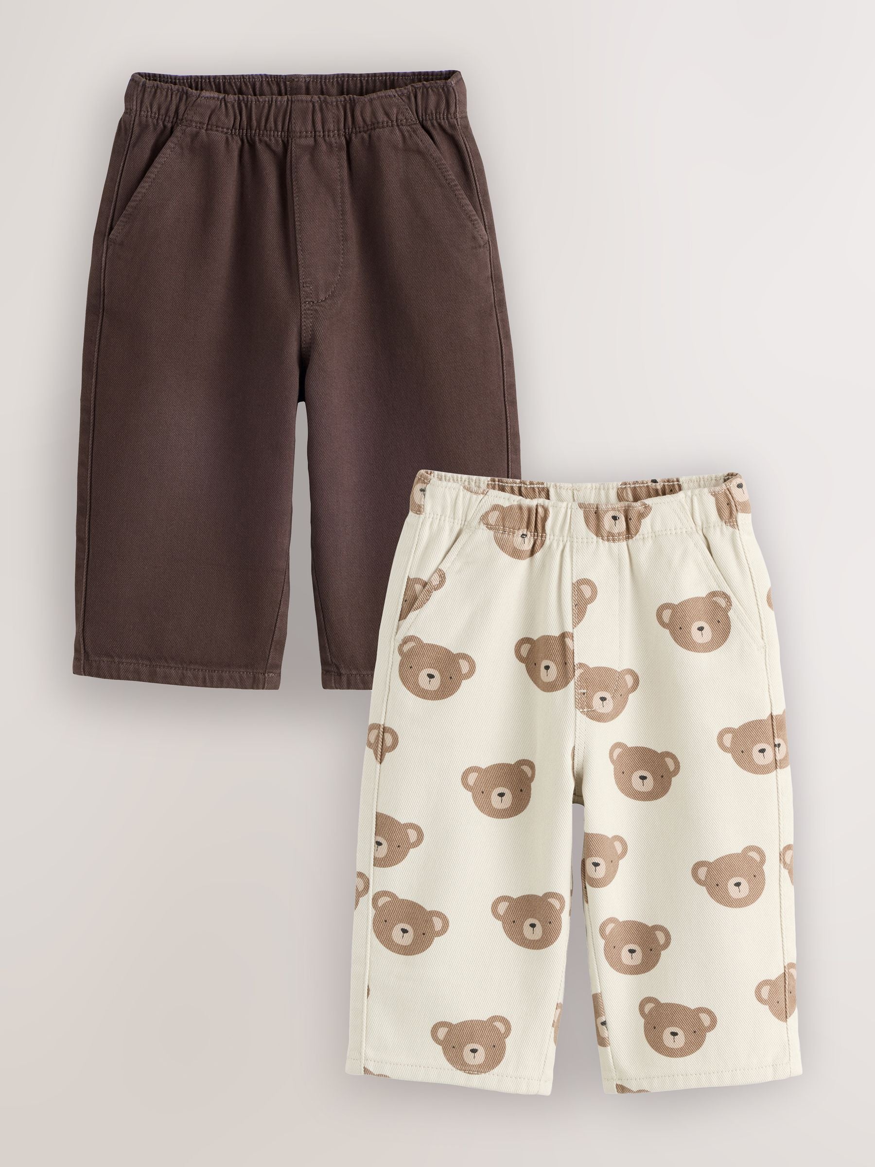 Dsiney Kidz - Brown Pull On Wide Leg Trousers 2 Pack (3mths-7yrs) image 1