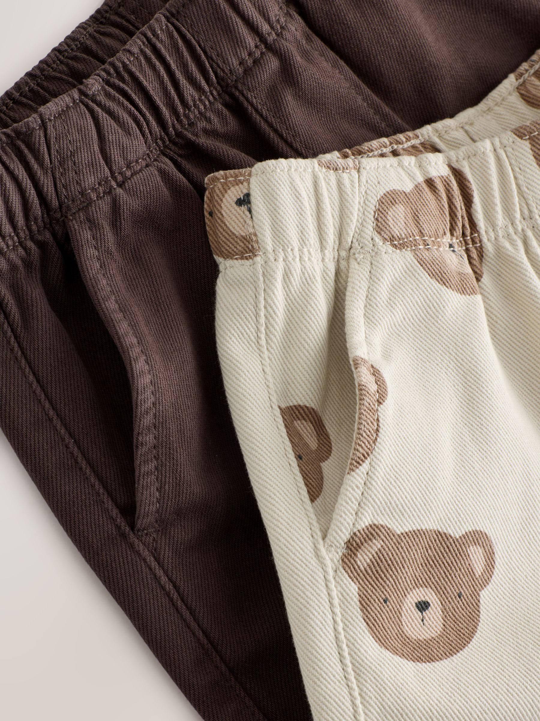 Dsiney Kidz - Brown Pull On Wide Leg Trousers 2 Pack (3mths-7yrs) image 5