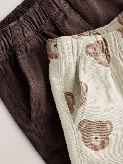 Dsiney Kidz - Brown Pull On Wide Leg Trousers 2 Pack (3mths-7yrs) image 5