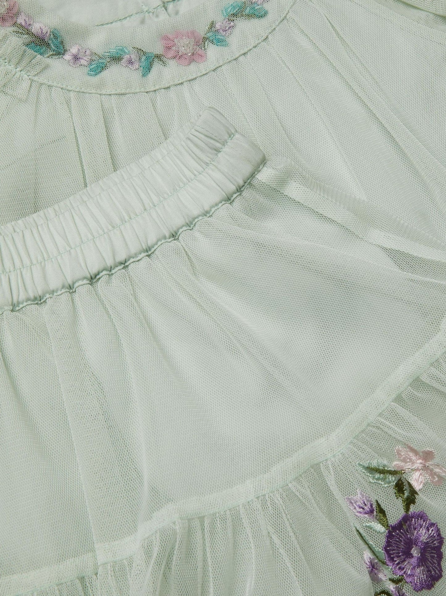 Monsoon Green Baby Amina Floral Embroidered Top & Skirt Set image 4