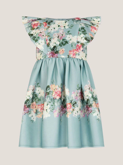 Monsoon Blue Baby Cassie Floral Print Ruffle Dress image 1