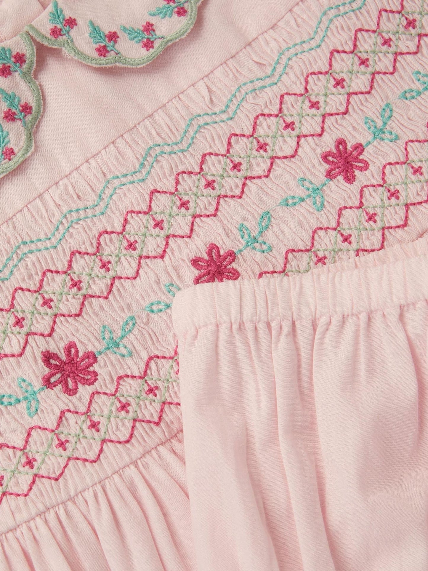 Monsoon Pink Smocked Dress & Briefs Set image 3