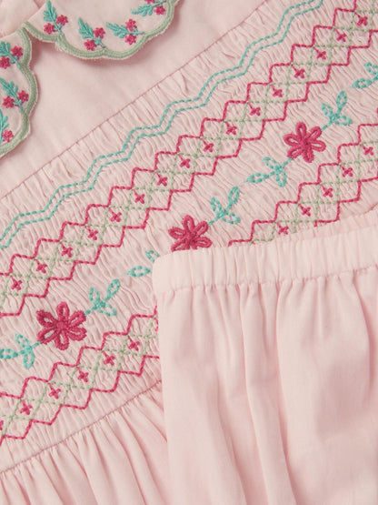 Monsoon Pink Smocked Dress & Briefs Set image 3
