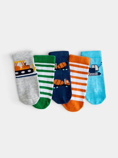 JoJo Maman Bébé Multi Tractor 5-Pack Socks - image 1