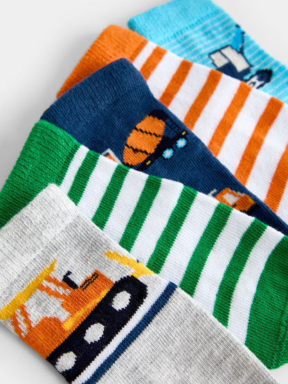 JoJo Maman Bébé Multi Tractor 5-Pack Socks - image 3