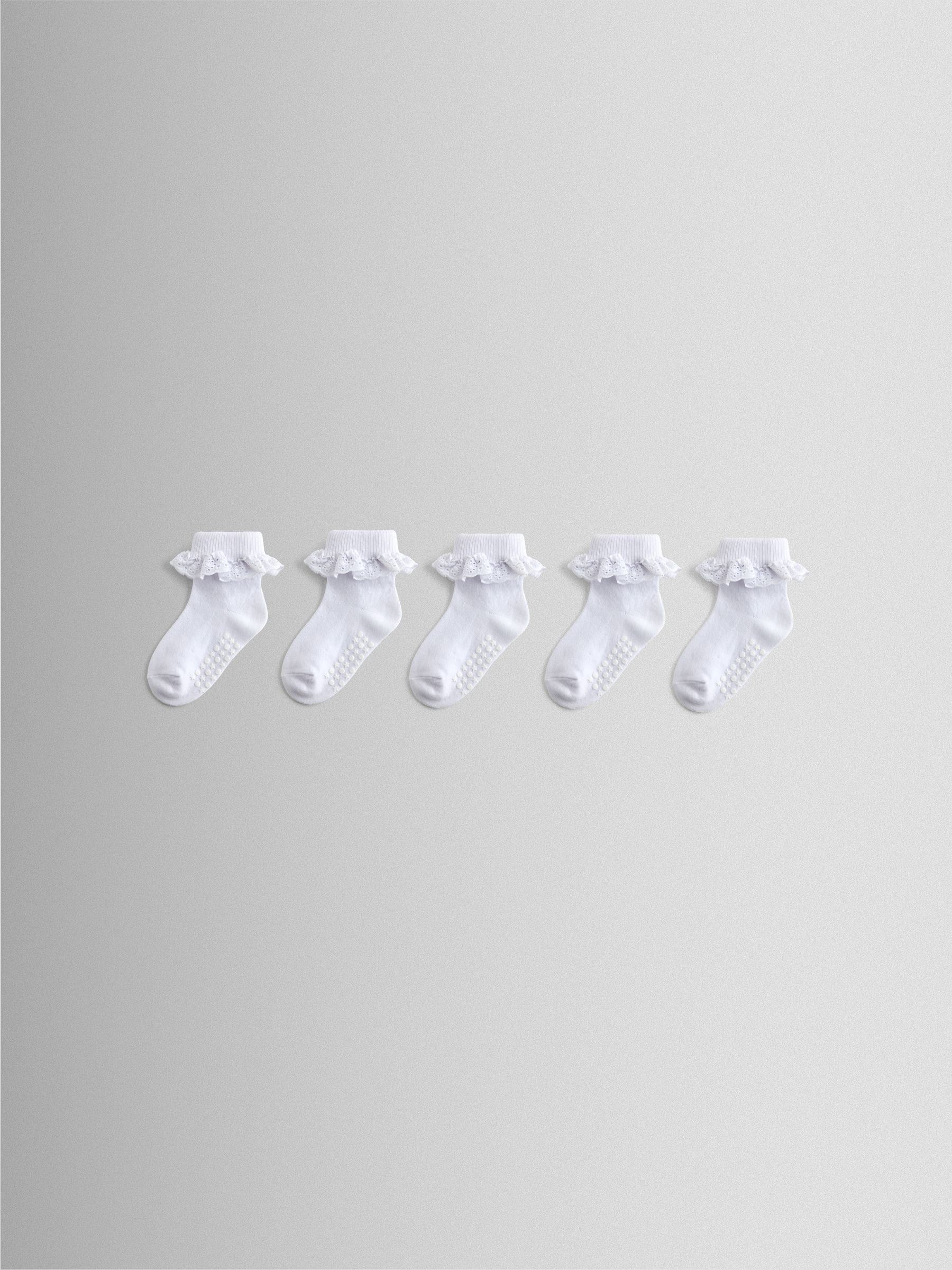 JoJo Maman Bébé Pure White 5-Pack Frill Socks image 1