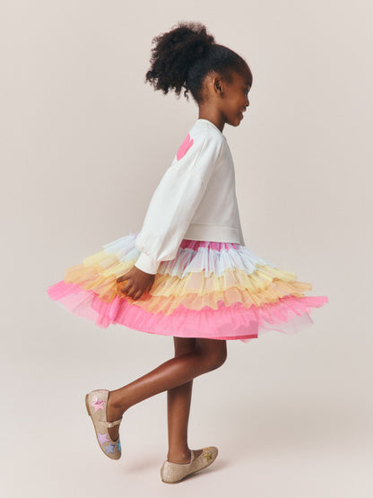 Dsiney Kidz - Little Bird by Jools Oliver Rainbow Heart Sweat & Tulle Tutu Dress image 2
