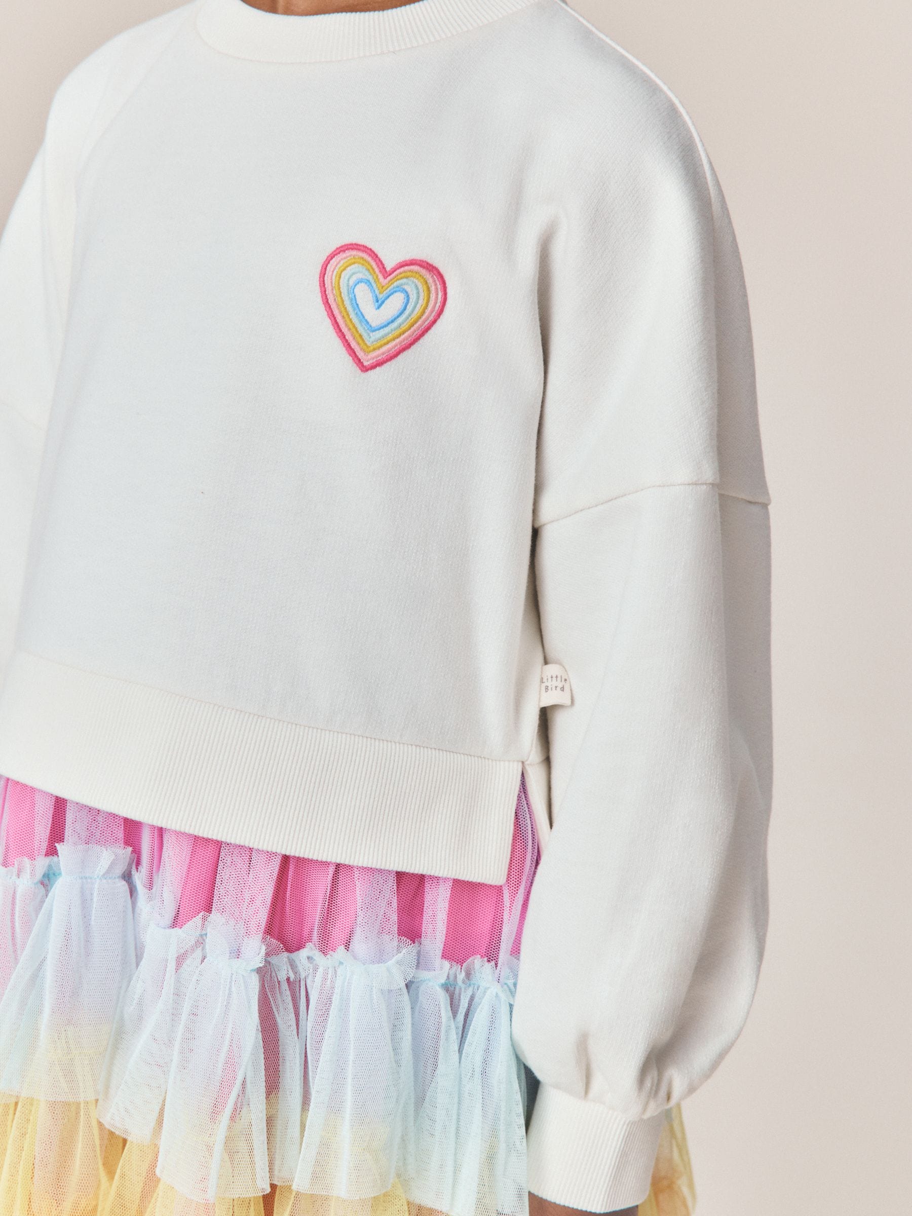 Dsiney Kidz - Little Bird by Jools Oliver Rainbow Heart Sweat & Tulle Tutu Dress image 4