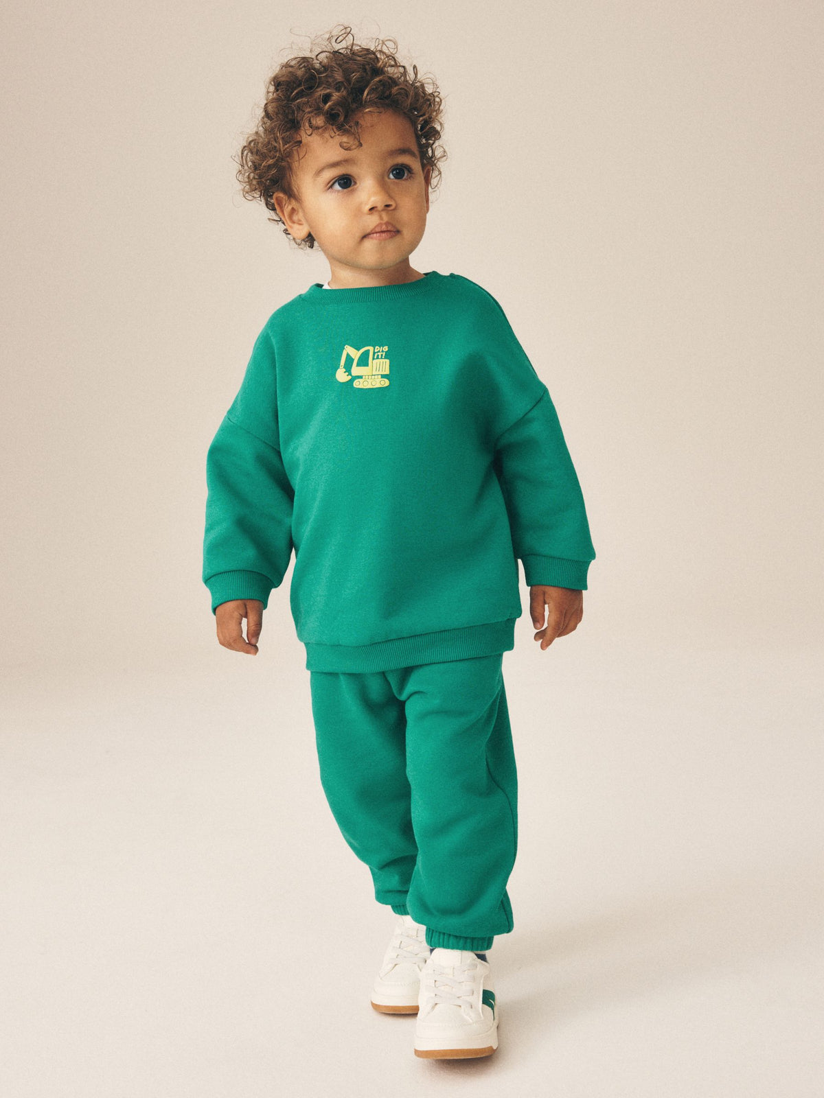 Dsiney Kidz - Bright Green Single Printed Crew Neck Sweat Top & Joggers Set (3mths-7yrs) image 1