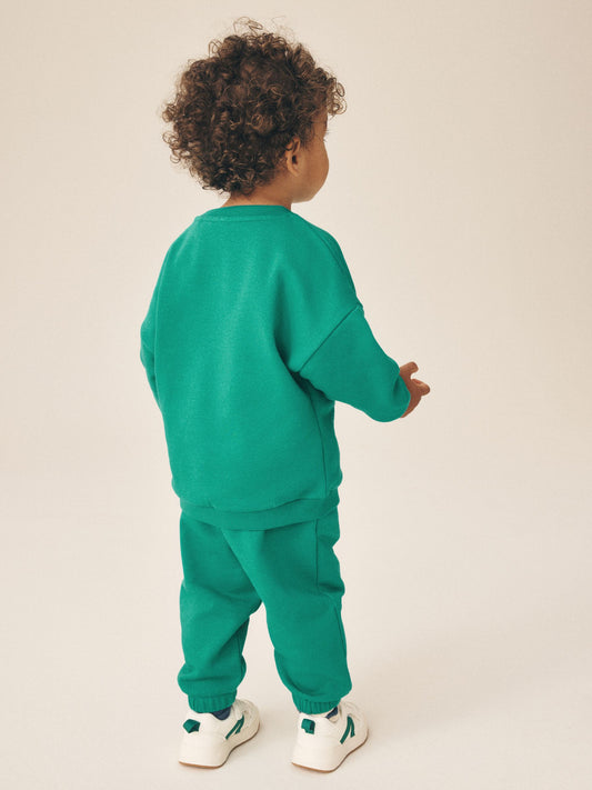 Dsiney Kidz - Bright Green Single Printed Crew Neck Sweat Top & Joggers Set (3mths-7yrs) image 2
