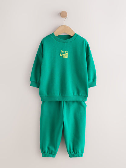 Dsiney Kidz - Bright Green Single Printed Crew Neck Sweat Top & Joggers Set (3mths-7yrs) image 5
