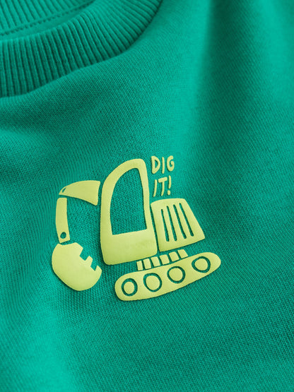 Dsiney Kidz - Bright Green Single Printed Crew Neck Sweat Top & Joggers Set (3mths-7yrs) image 8