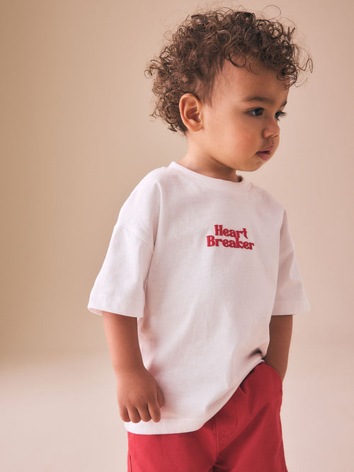 White Short Sleeve Small Graphic T-Shirt (3mths-8yrs) image 1
