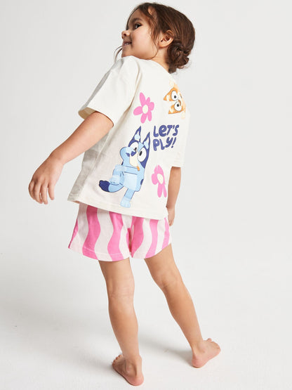Brand Threads Pink Bluey Short Pyjamas Set - image 2