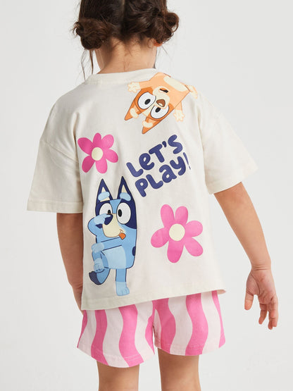 Brand Threads Pink Bluey Short Pyjamas Set - image 5