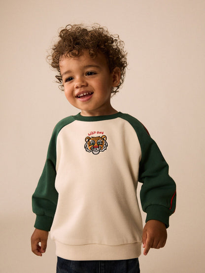 Dsiney Kidz - Green/White Printed Crew Neck Sweat Top (3mths-7yrs) image 1
